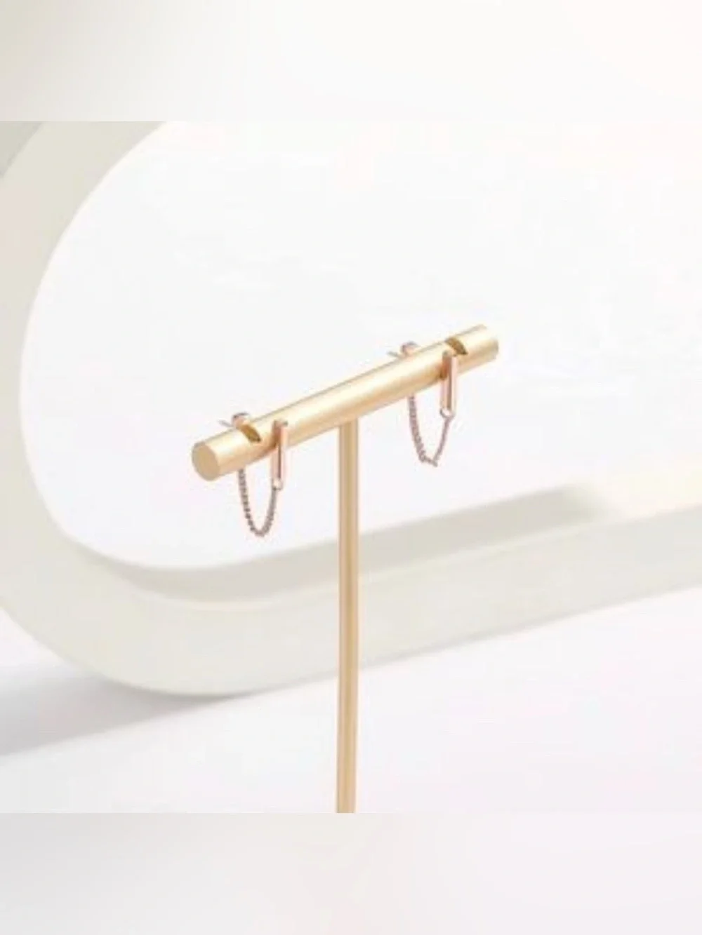 18k Rose Gold Plated Bar Chain Earrings